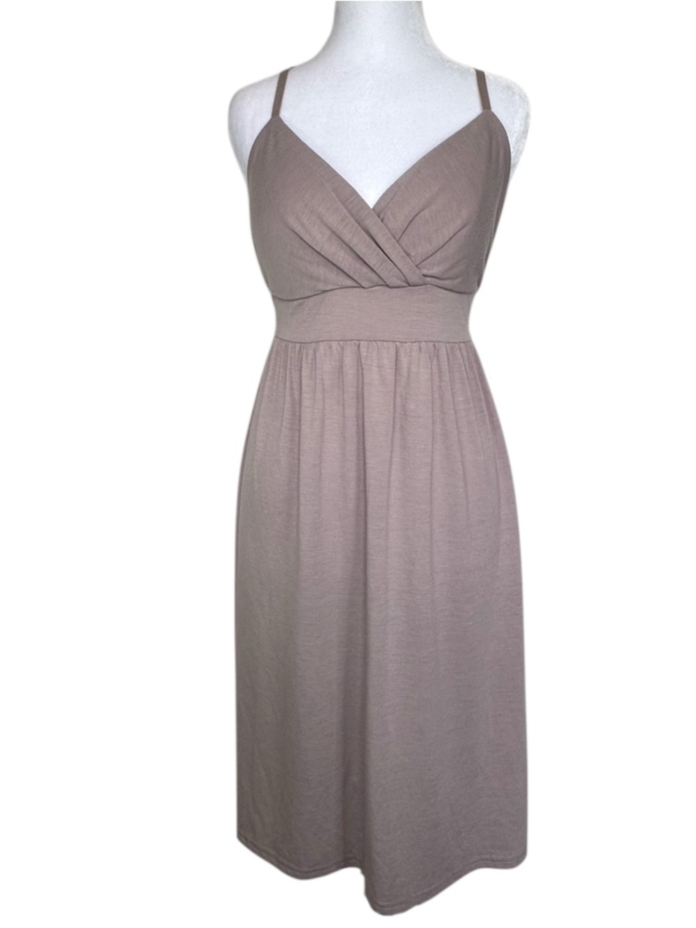 VTG Y2K Allison Brittney Taupe Spaghetti-Strap Midi Dress